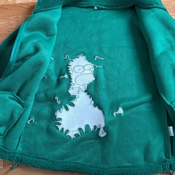 NWT Homer Simpson Meme Embroidered-detail Teddy Fleece Zip Green XS - Picture 8 of 8